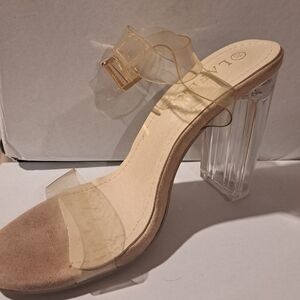 Lafer brand clear 4.5 inch buckle strap heels Size 40